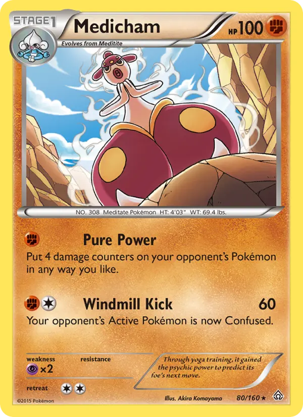 Medicham Rare Pokemon card #80 from Primal Clash