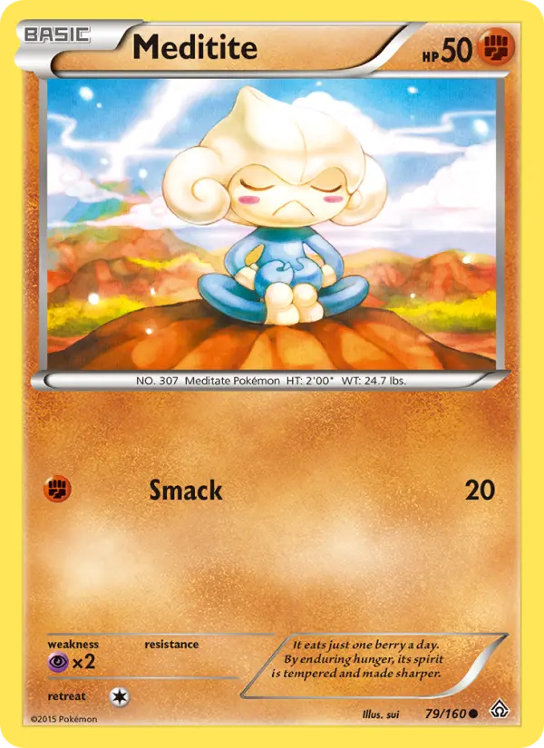 Meditite Common Pokemon card #79 from Primal Clash