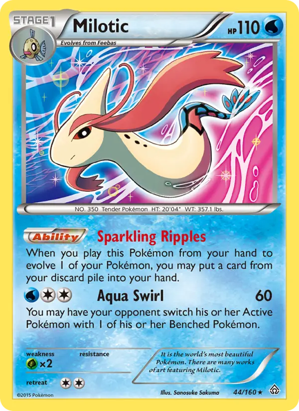 Milotic Rare Pokemon card #44 from Primal Clash