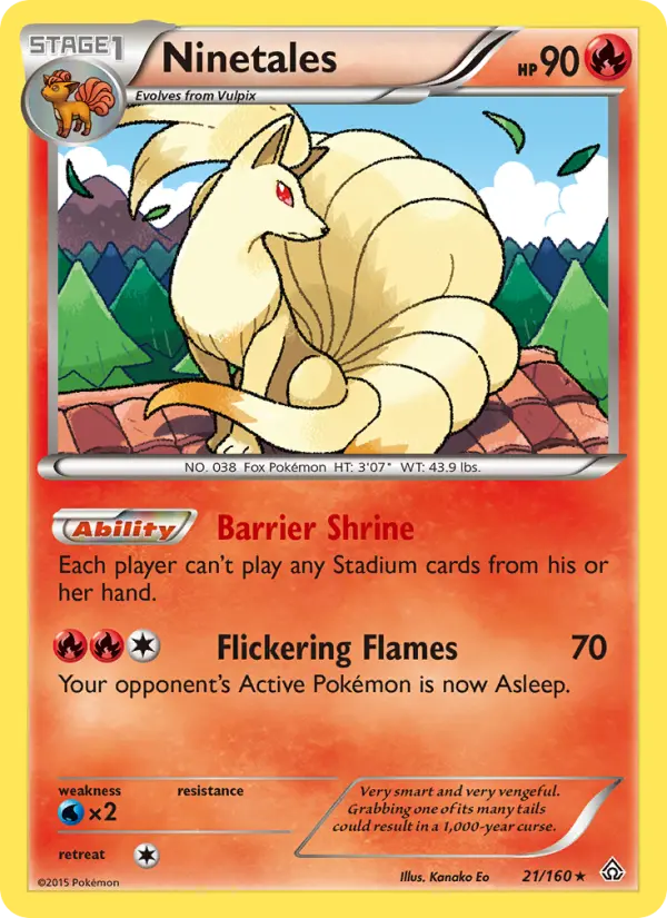 Ninetales Rare Pokemon card #21 from Primal Clash