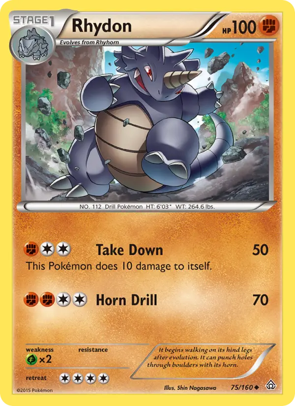 Rhydon Uncommon Pokemon card #75 from Primal Clash
