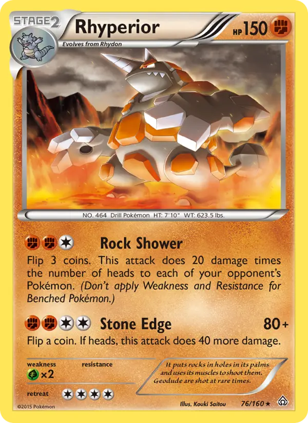Rhyperior Rare Pokemon card #76 from Primal Clash