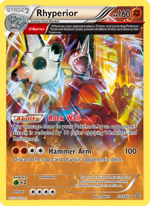 Rhyperior Rare Pokemon card #77 from Primal Clash