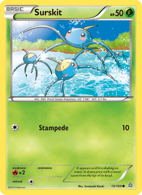 Surskit Common Pokemon card #13 from Primal Clash