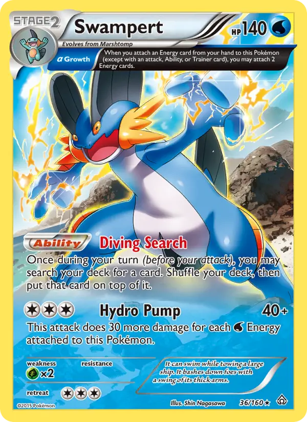Swampert Rare Pokemon card #36 from Primal Clash