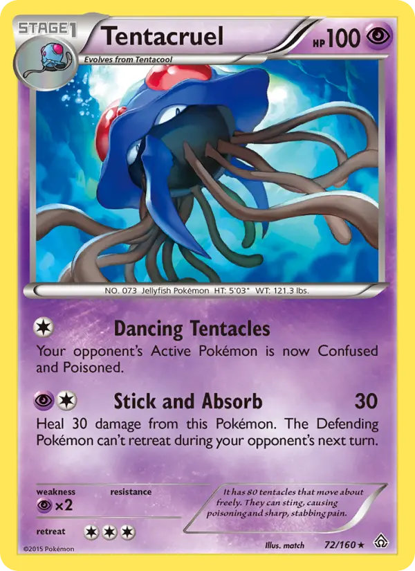 Tentacruel Rare Pokemon card #72 from Primal Clash