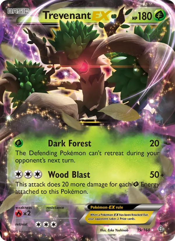 Trevenant EX Ultra Rare Pokemon card #19 from Primal Clash