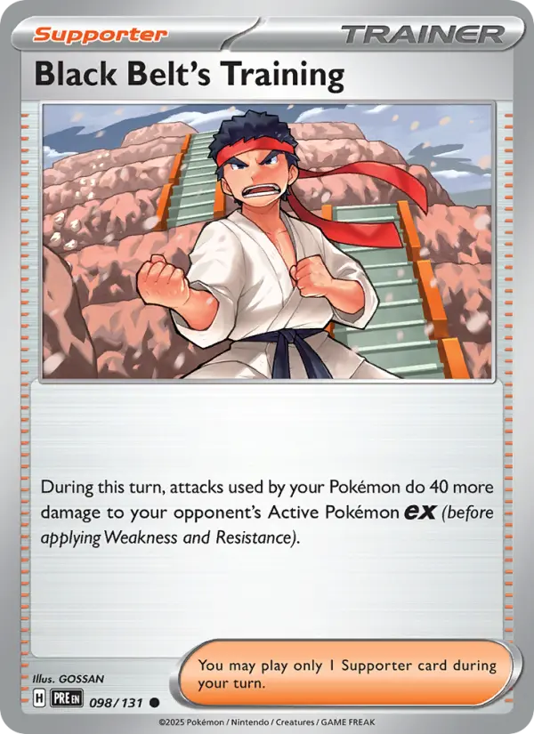 Black Belt's Training Common Pokemon card #098 from Prismatic Evolutions