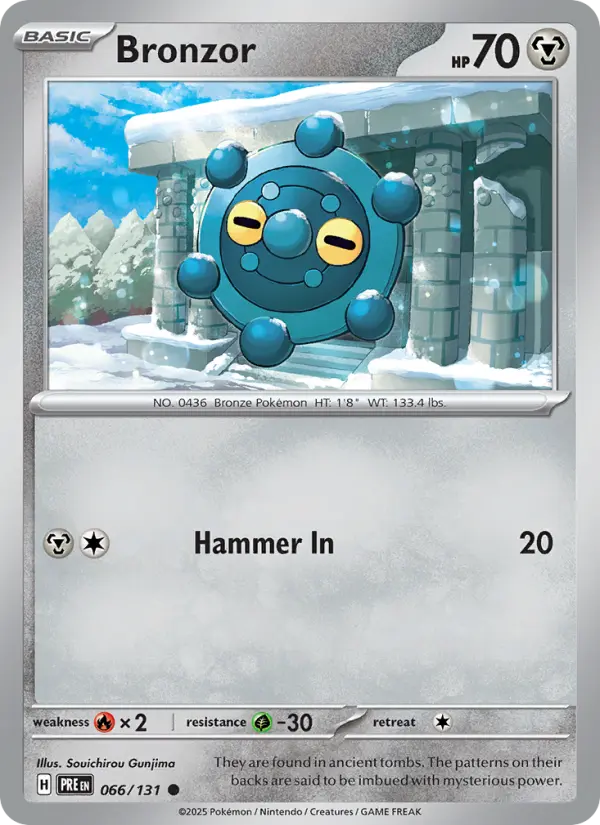Bronzor Common Pokemon card #066 from Prismatic Evolutions