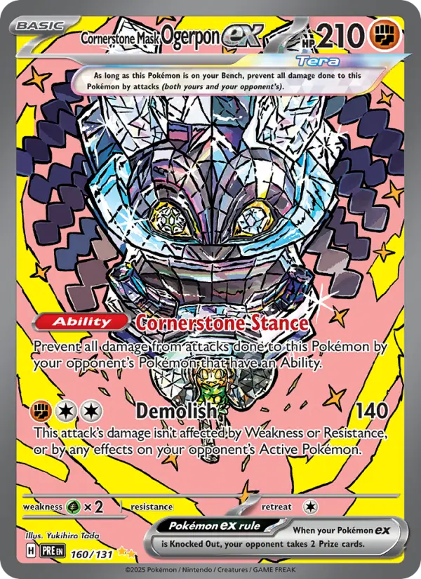Cornerstone Mask Ogerpon ex Special illustration rare Pokemon card #160 from Prismatic Evolutions