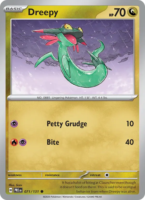 Dreepy Common Pokemon card #071 from Prismatic Evolutions