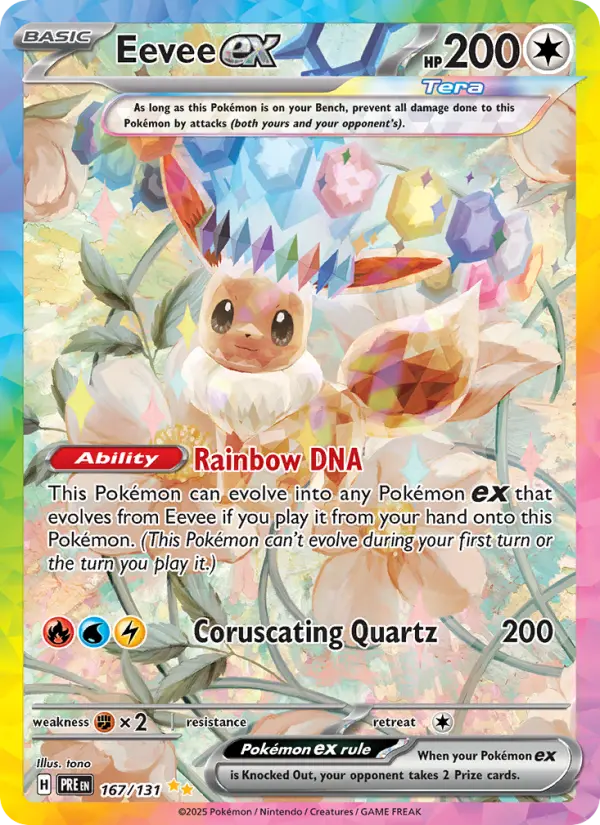 Eevee ex Special illustration rare Pokemon card #167 from Prismatic Evolutions