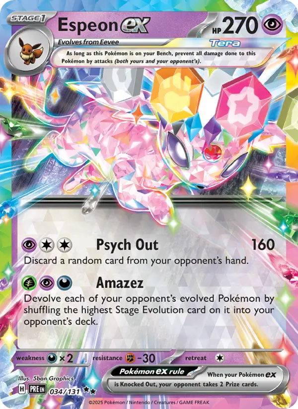 Espeon ex Double rare Pokemon card #034 from Prismatic Evolutions
