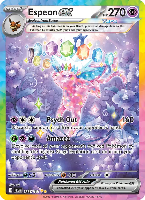 Espeon ex Special illustration rare Pokemon card #155 from Prismatic Evolutions