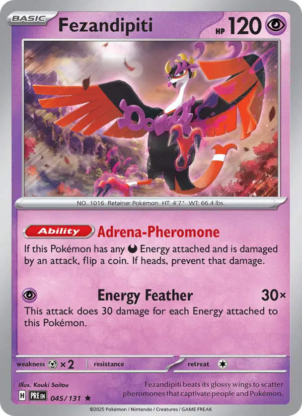 Fezandipiti Rare Pokemon card #045 from Prismatic Evolutions