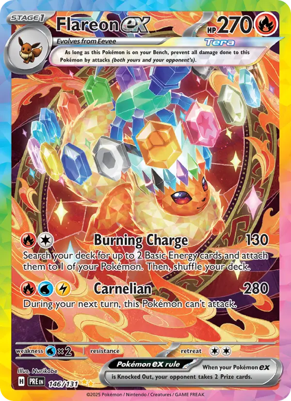 Flareon ex Special illustration rare Pokemon card #146 from Prismatic Evolutions