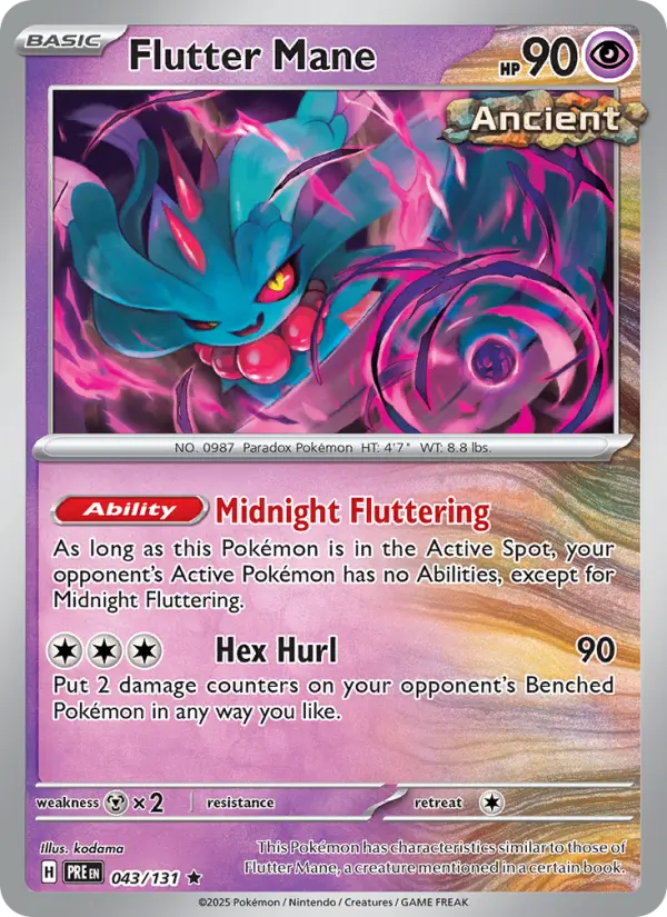 Flutter Mane Rare Pokemon card #043 from Prismatic Evolutions