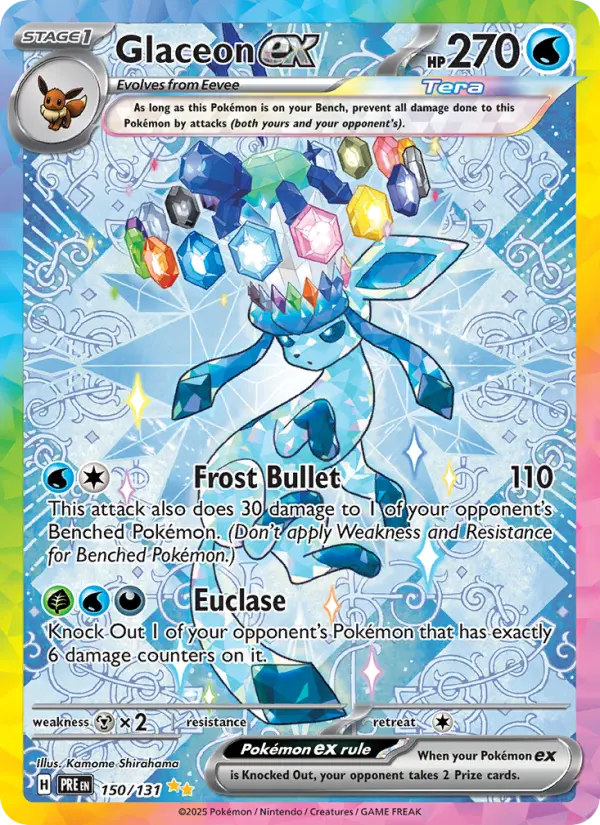 Glaceon ex Special illustration rare Pokemon card #150 from Prismatic Evolutions