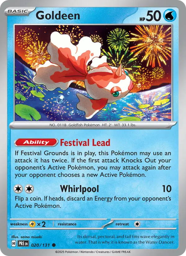 Goldeen Common Pokemon card #020 from Prismatic Evolutions