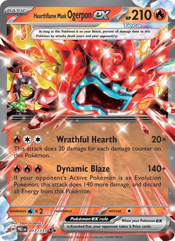 Hearthflame Mask Ogerpon ex Double rare Pokemon card #017 from Prismatic Evolutions