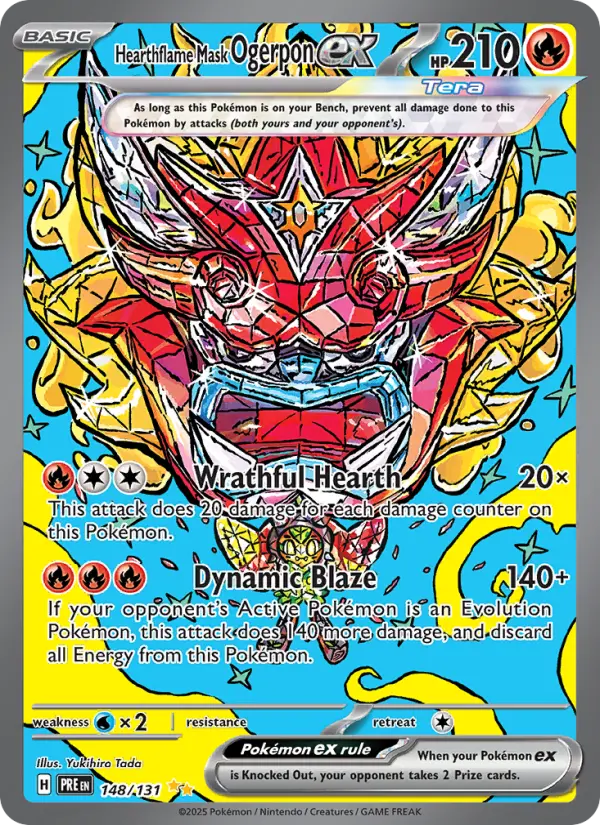 Hearthflame Mask Ogerpon ex Special illustration rare Pokemon card #148 from Prismatic Evolutions