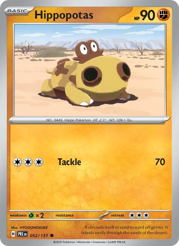 Hippopotas Common Pokemon card #052 from Prismatic Evolutions