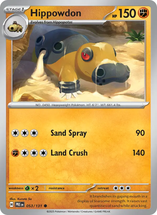 Hippowdon Common Pokemon card #053 from Prismatic Evolutions