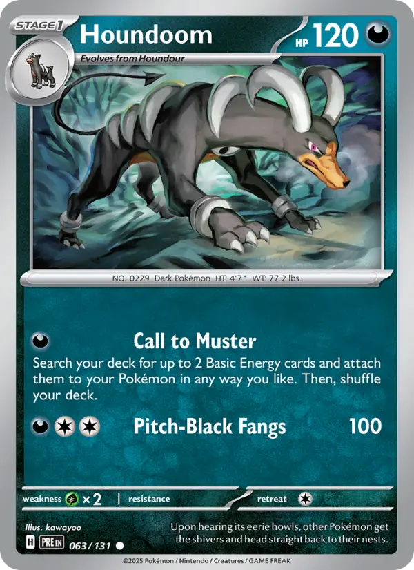 Houndoom Common Pokemon card #063 from Prismatic Evolutions