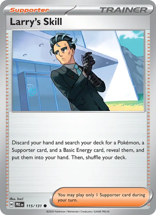 Larry's Skill Common Pokemon card #115 from Prismatic Evolutions