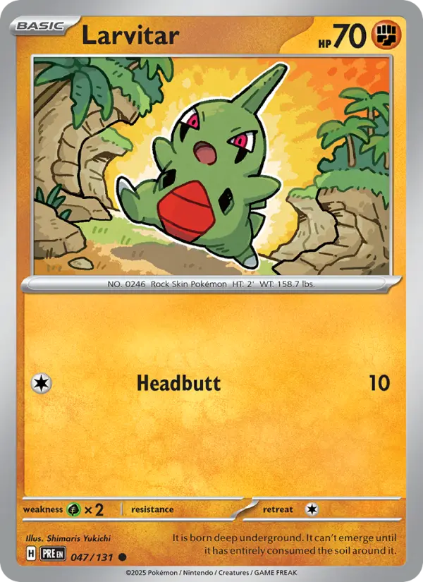 Larvitar Common Pokemon card #047 from Prismatic Evolutions