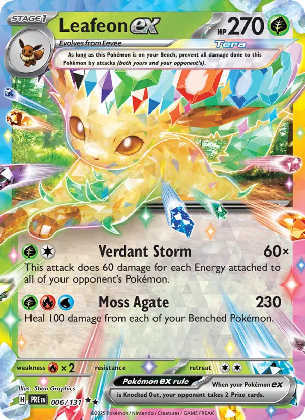 Leafeon ex Double rare Pokemon card #006 from Prismatic Evolutions