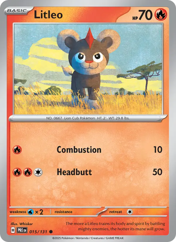 Litleo Common Pokemon card #015 from Prismatic Evolutions
