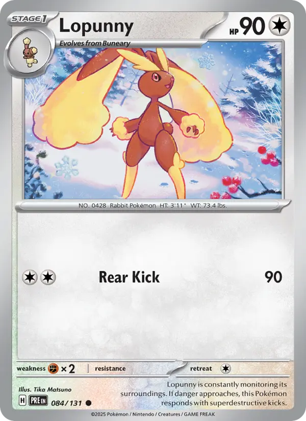 Lopunny Common Pokemon card #084 from Prismatic Evolutions