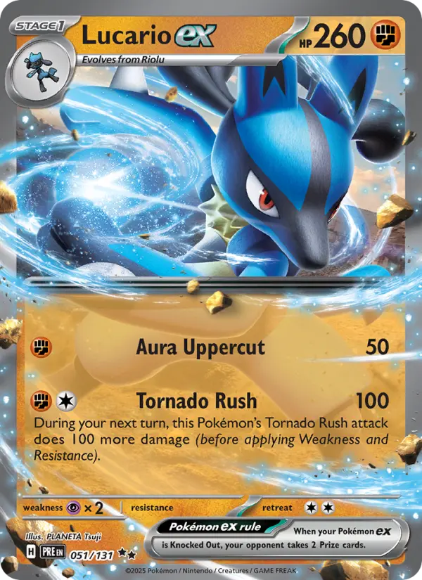 Lucario ex Double rare Pokemon card #051 from Prismatic Evolutions