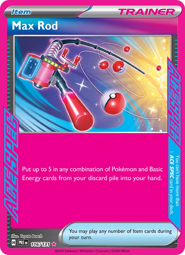 Max Rod ACE SPEC Rare Pokemon card #116 from Prismatic Evolutions