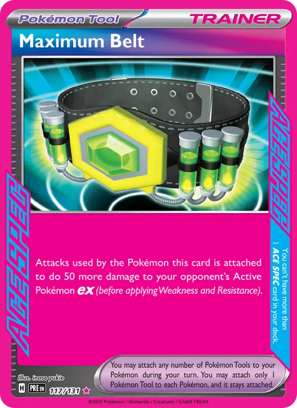 Maximum Belt ACE SPEC Rare Pokemon card #117 from Prismatic Evolutions