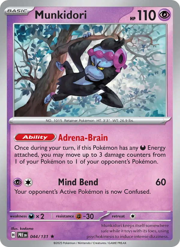 Munkidori Rare Pokemon card #044 from Prismatic Evolutions