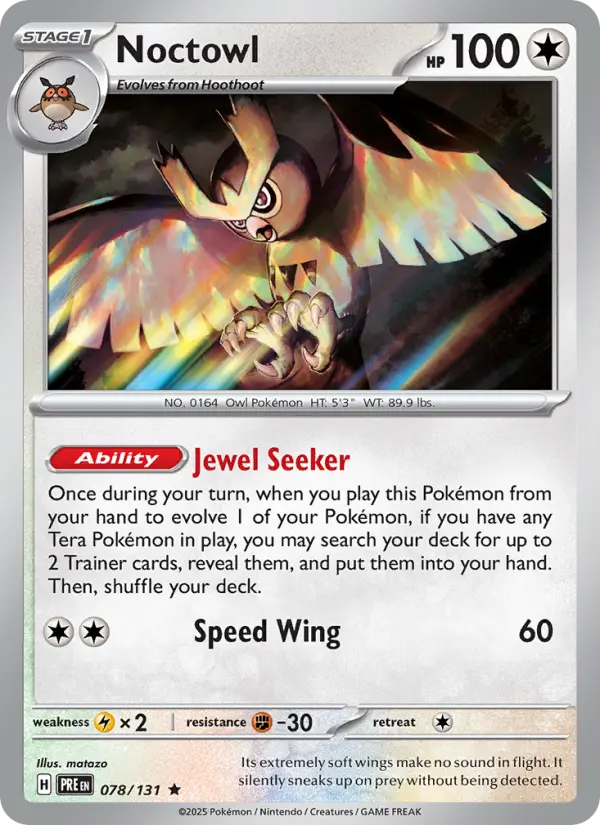 Noctowl Rare Pokemon card #078 from Prismatic Evolutions
