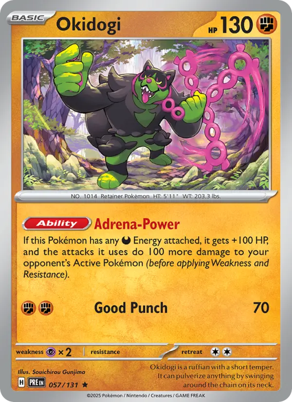 Okidogi Rare Pokemon card #057 from Prismatic Evolutions