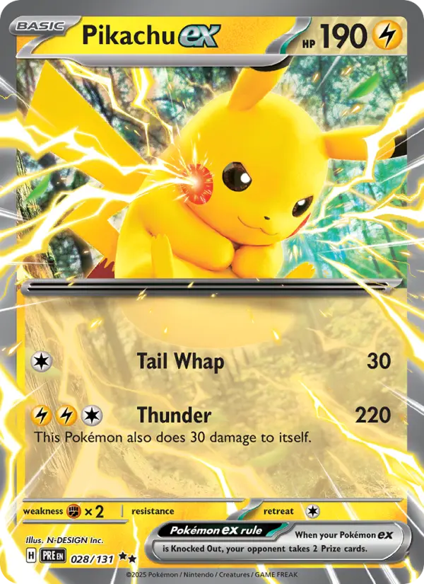 Pikachu ex Double rare Pokemon card #028 from Prismatic Evolutions