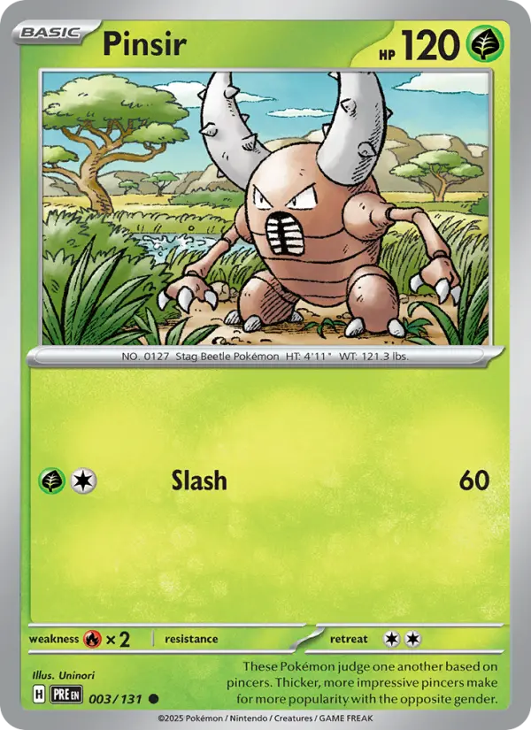 Pinsir Common Pokemon card #003 from Prismatic Evolutions