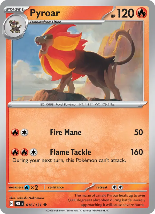 Pyroar Uncommon Pokemon card #016 from Prismatic Evolutions