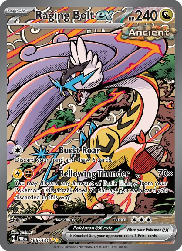 Raging Bolt ex Special illustration rare Pokemon card #166 from Prismatic Evolutions