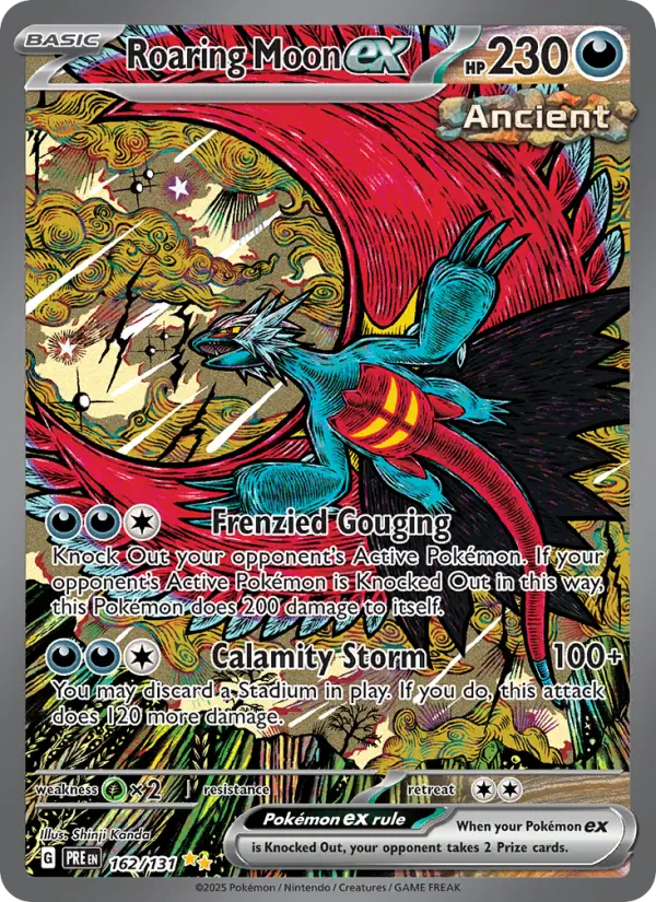 Roaring Moon ex Special illustration rare Pokemon card #162 from Prismatic Evolutions