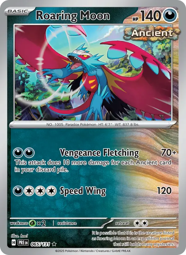 Roaring Moon Rare Pokemon card #065 from Prismatic Evolutions