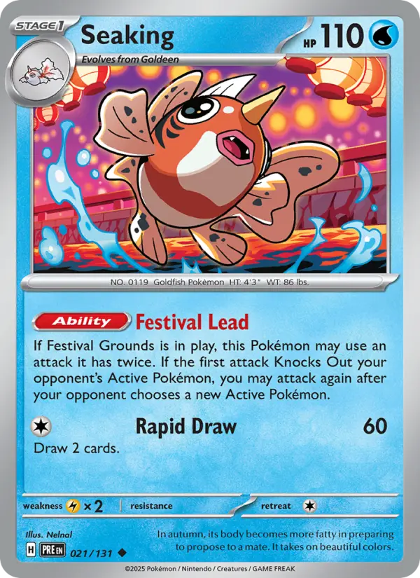 Seaking Uncommon Pokemon card #021 from Prismatic Evolutions