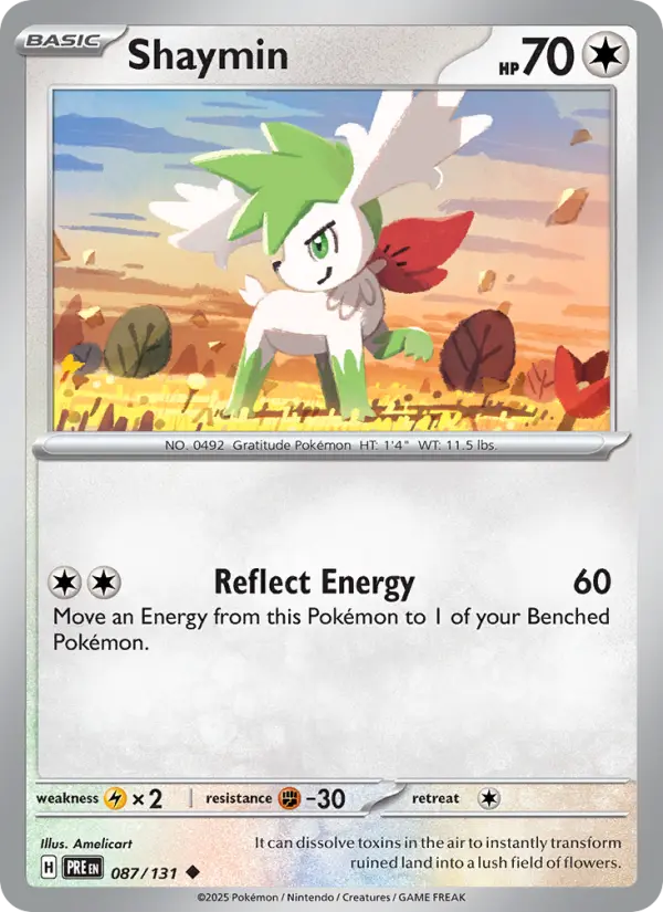 Shaymin Uncommon Pokemon card #087 from Prismatic Evolutions