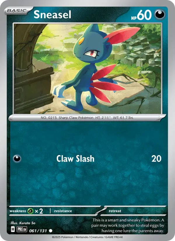 Sneasel Common Pokemon card #061 from Prismatic Evolutions