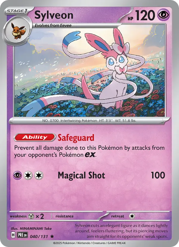 Sylveon Rare Pokemon card #040 from Prismatic Evolutions