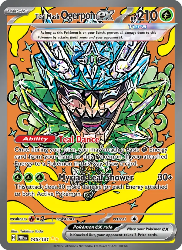 Teal Mask Ogerpon ex Special illustration rare Pokemon card #145 from Prismatic Evolutions